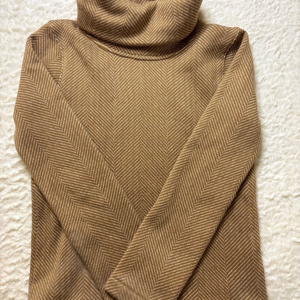 J. Crew Brown Herringbone Turtleneck Sweater